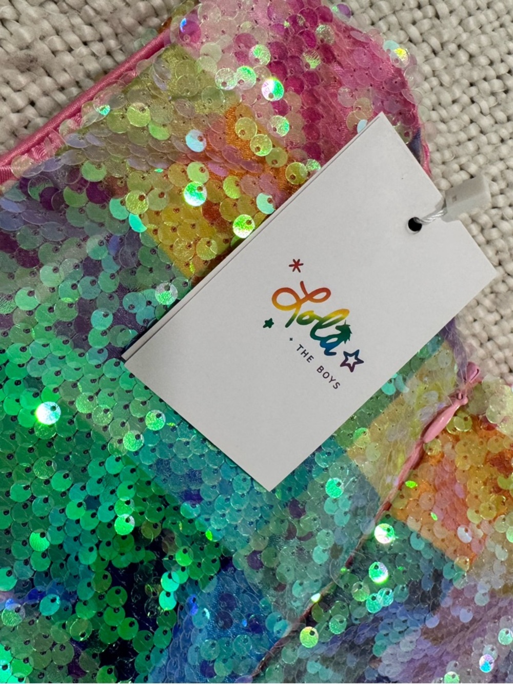 Lola & the Boys- Rainbow Sequin Dress - Pink, Green, Blue